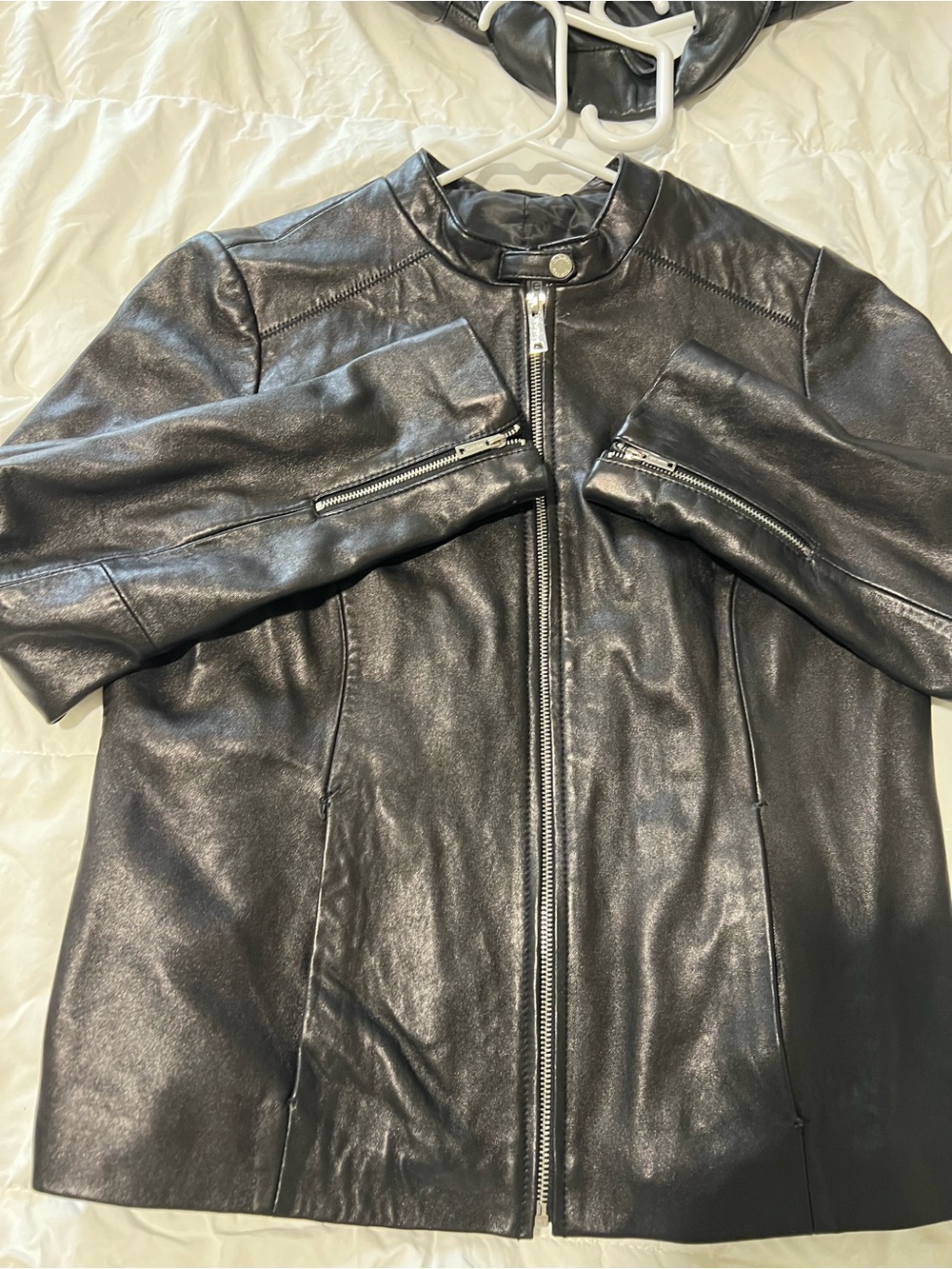 Leather Jacket Calvin Klein Zip-Front Jacket Black Women’s
